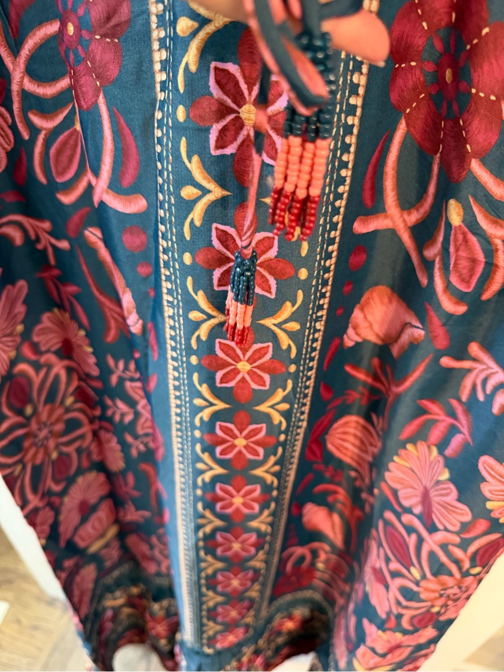 NWT FARM Rio Navy Pink Floral Boho Midi Dress Size Medium - Picture 4 of 8